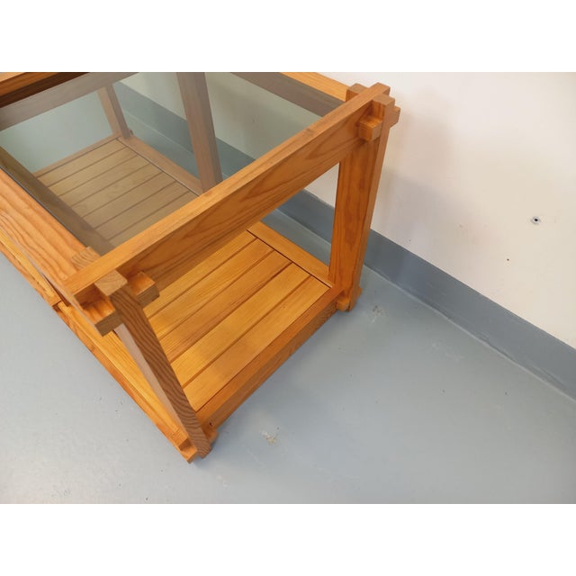 Vintage Rectangular Coffee Table in Pine and Smoked Glass, 1970s For Sale - Image 10 of 13