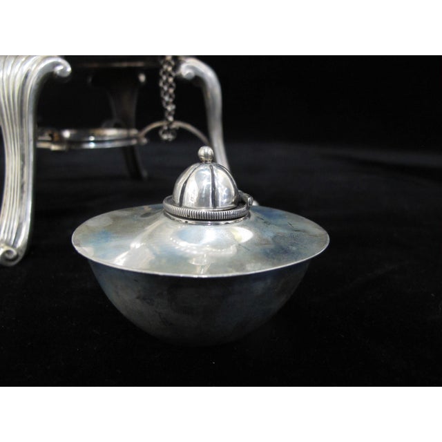 Engraved Hand & Dagger Crest Sterling Silver Teapot Coffee Hot Water Warmer Pot For Sale - Image 9 of 12