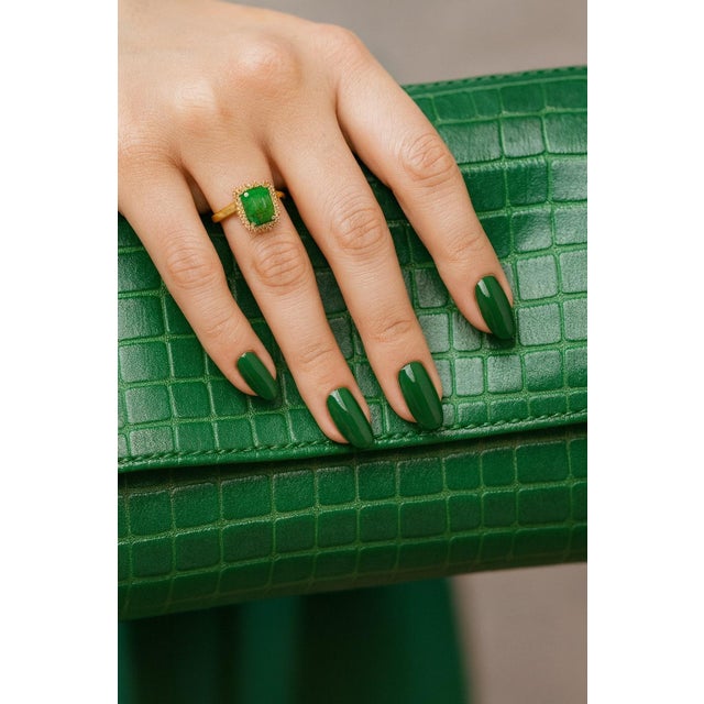 Bochic “Orient” Vintage Emerald & Diamond Ring Set In 18K Gold & Silver For Sale In New York - Image 6 of 9