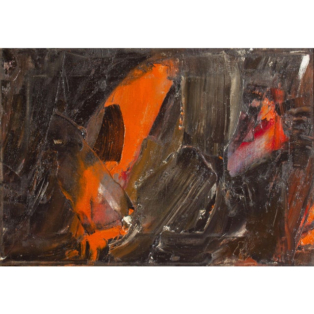 An Abstract Expressionist style oil painting by Japanese-American artist Reiko Sakagami Baum (1927-2021). Layered hues of...