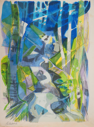 Camille Hilaire, Torrent en forêt (La Largue), Lithograph