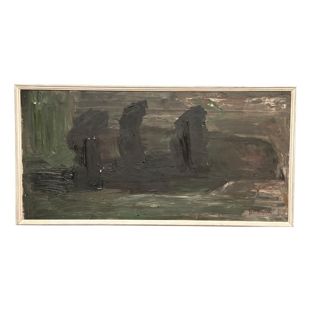 Jonne Bergström, Dark Abstract, 1950s, Oil on Canvas, Framed For Sale