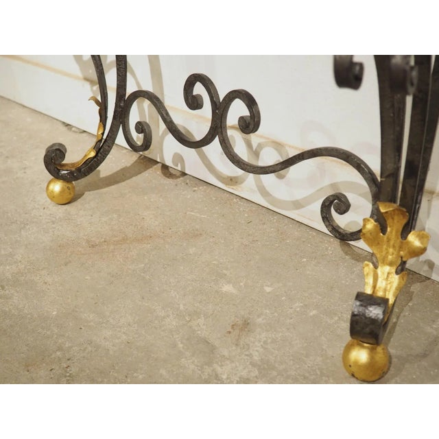 French Regence Style Wrought Iron and Tole Console, Rouge Marble Top ...