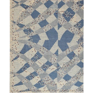 Silk And Wool Swedish Inspired Kilim Rug For Sale