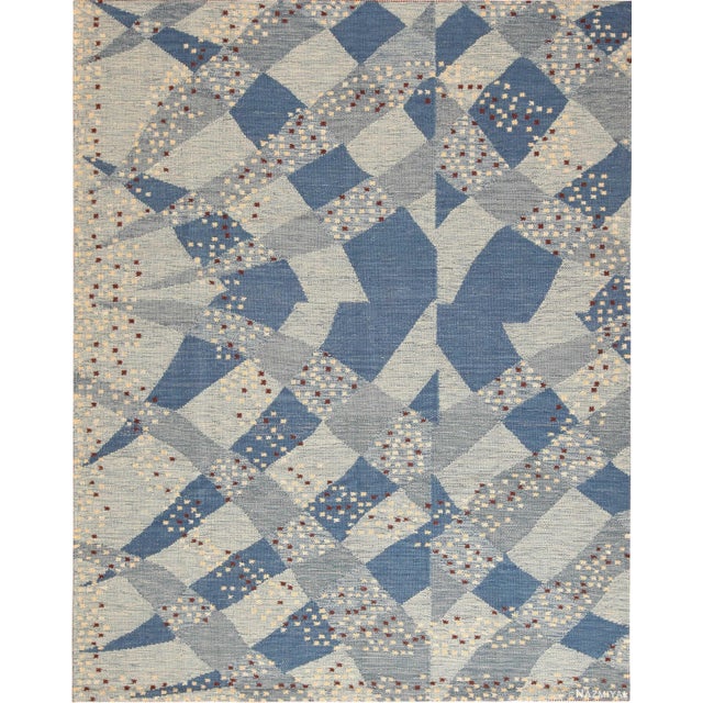 Silk And Wool Swedish Inspired Kilim Rug For Sale