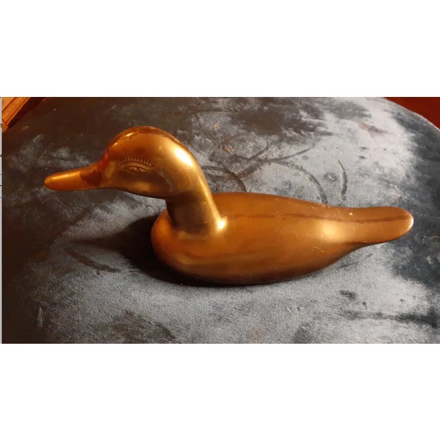 1970s Solid Brass Duck Figurine Made in India For Sale - Image 9 of 9