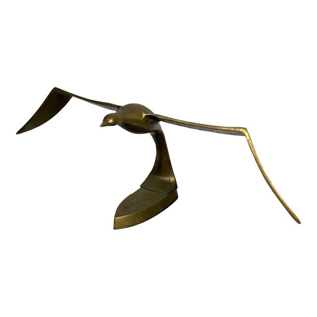 Vintage Mid-Century Modern Brass Flying Seagull Sculpture Solid Brass For Sale