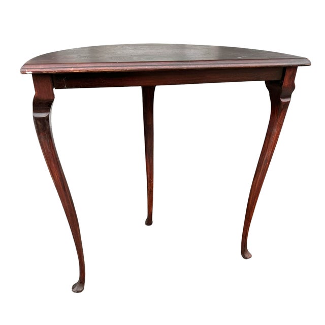 1920s 1920s Queen Anne Half‑Moon Console Table With Three Legs For Sale - Image 5 of 11