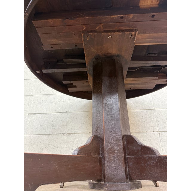 Antique Arts & Crafts Mission Quarter Sawn Oak Pedestal Dining Table For Sale - Image 10 of 16