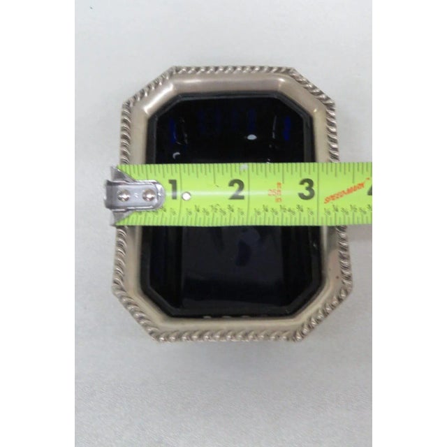 Blue Cobalt Blue Glass Epns Silver Salt Cellar Small Dish Made in England For Sale - Image 8 of 12