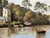 Late 20th Century Painting of Church in Cornwall on the English South Coast with Figures & Boats 1985 Circa For Sale - Image 5 of 16