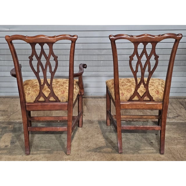 Set of Late 20th Century 8 Councill Chippendale Style Solid Mahogany Dining Chairs For Sale - Image 10 of 14