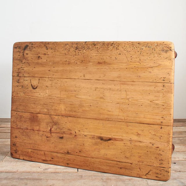 Antique Victorian Pine Farmhouse Kitchen Table For Sale - Image 9 of 13