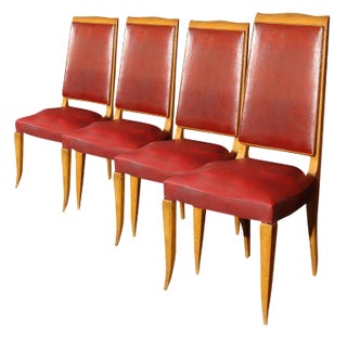 Set of Four Red French Chairs For Sale