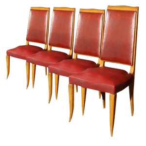 Set of Four Red French Chairs
