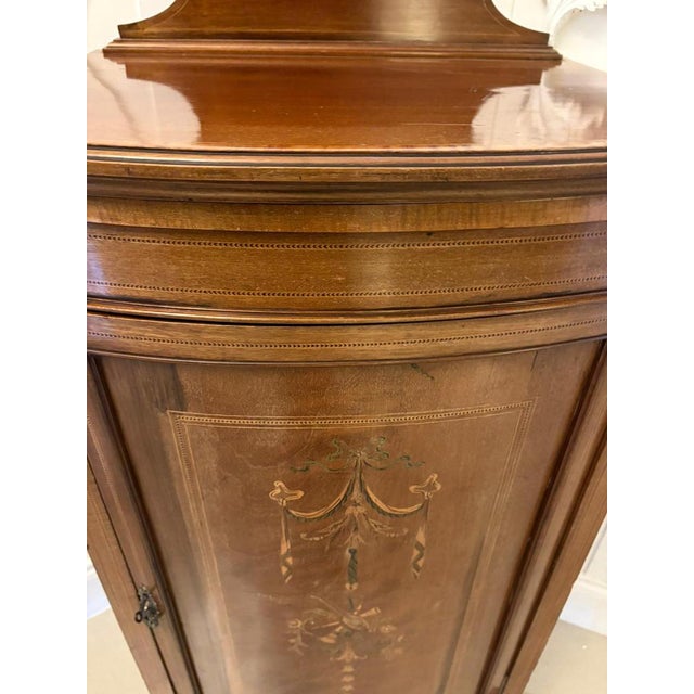 Antique Edwardian Mahogany Inlaid Bow Fronted Side Cabinet, 1900 For Sale - Image 9 of 12