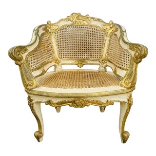 Antique Cane Italian Side Chair For Sale