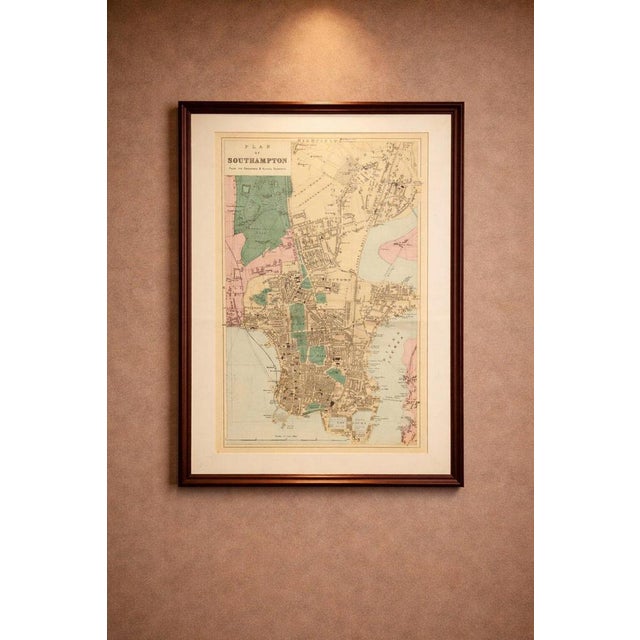 This finely engraved and delicately coloured town plan of Southampton was published in 1885 by the London cartographer and...