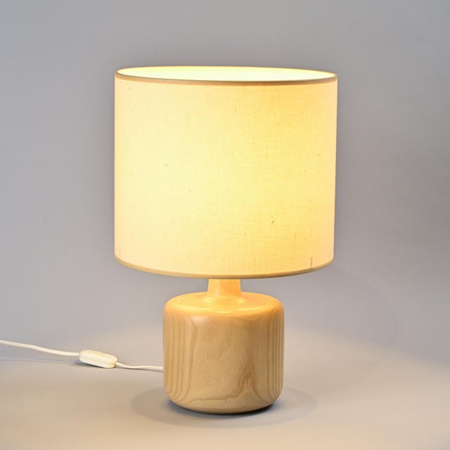 Vintage Elm Table Lamp, France, 1970 For Sale - Image 10 of 10