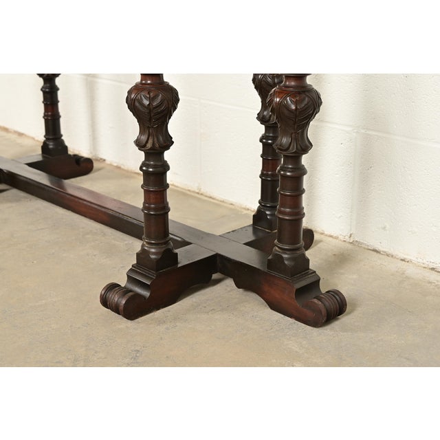Brown Berkey & Gay Style Antique English Jacobean Carved Walnut Console Table or Server, Circa 1920s For Sale - Image 8 of 10