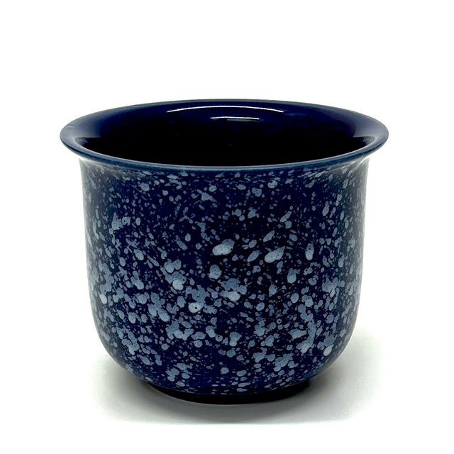 Elegantly Shaped Blue & White Ceramic Splatterware Planter Curation, Made in Germany - Group of 2 For Sale In Miami - Image 6 of 10