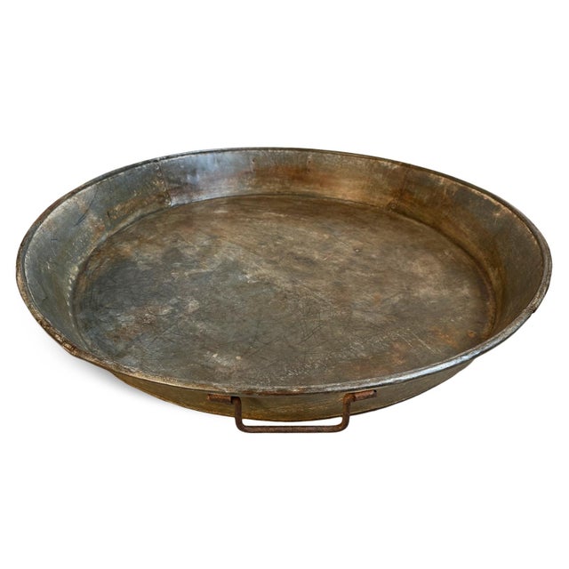 Mid 20th Century Large Vintage Industrial Farmhouse Iron Round Tray For Sale - Image 5 of 9