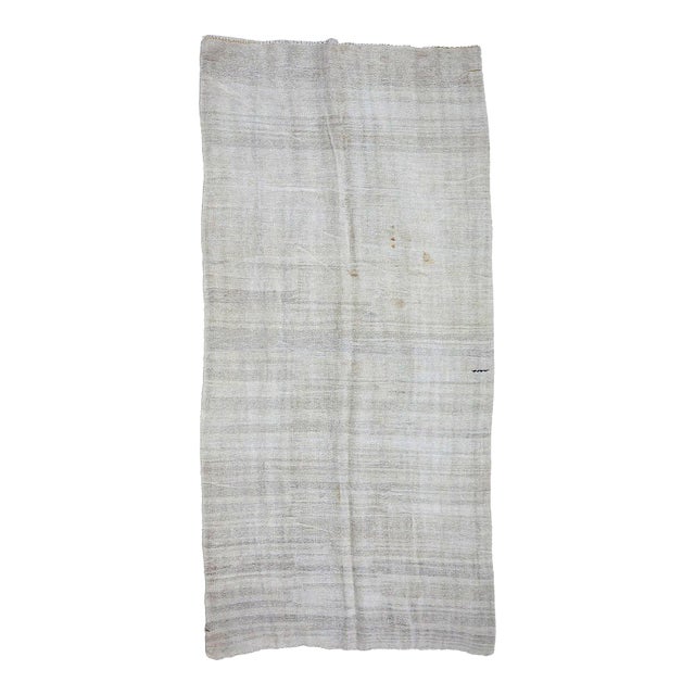 Mid 20th Century Off White Vintage Hemp Kilim Rug For Sale