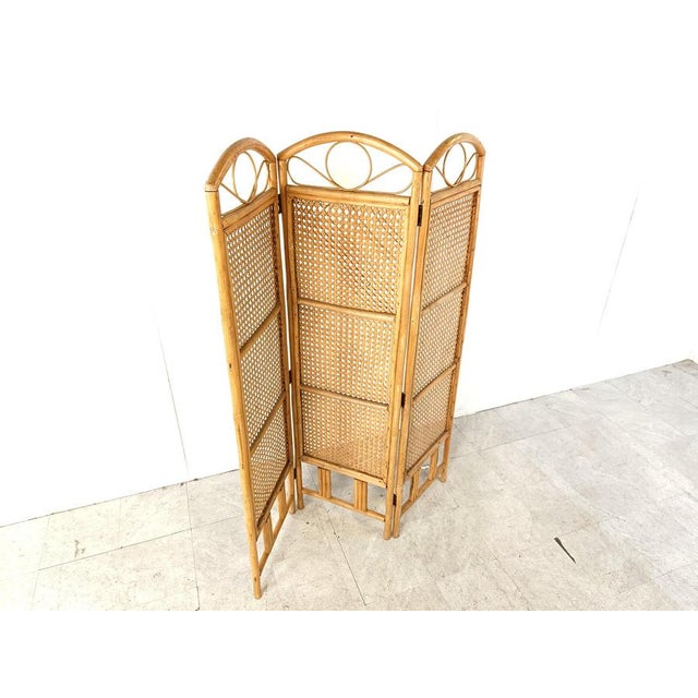 Gold Vintage Bamboo Folding Screen, 1970s For Sale - Image 8 of 10