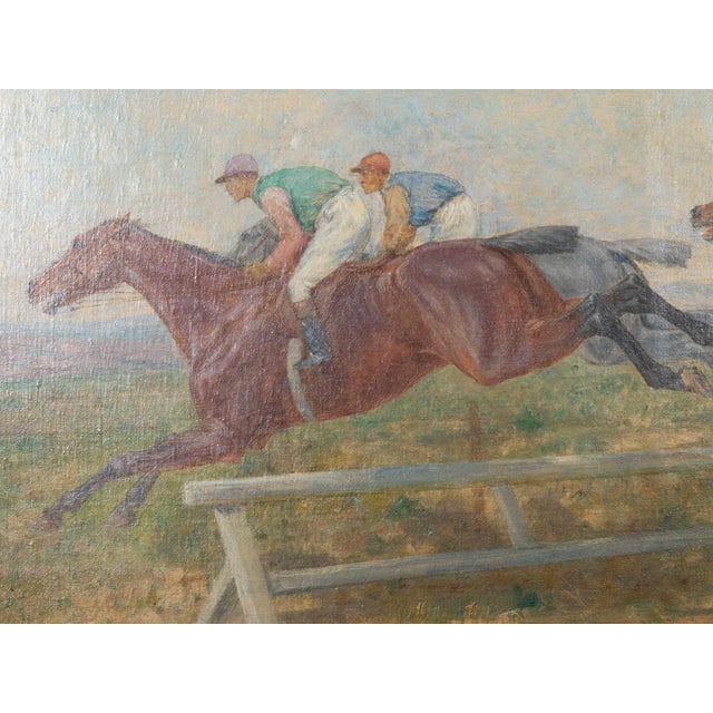 Oil on Canvas Framed Painting Depicting a Horse Race by Lewis John Shonborn For Sale In Atlanta - Image 6 of 9