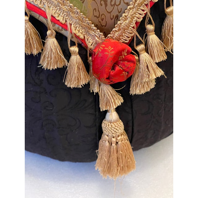 Mid 20 Th C Bernhardt Round Pouf With Tassels For Sale - Image 4 of 4