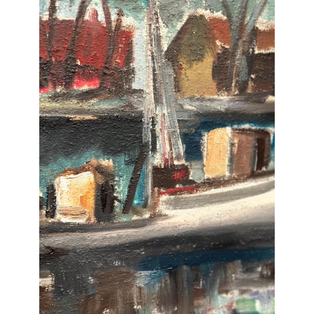 Original swedish oil on panel – “harbour motif” by dag björn hellsing – signed – circa mid-20th century – framed – 111 ×...