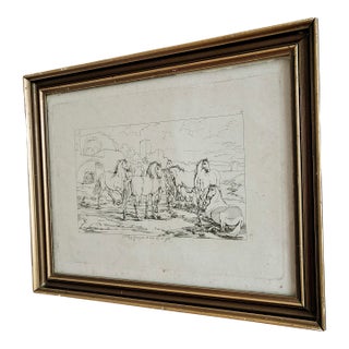 Antique Original Horse Etching, Circa 1700: Framed Equestrian Print For Sale
