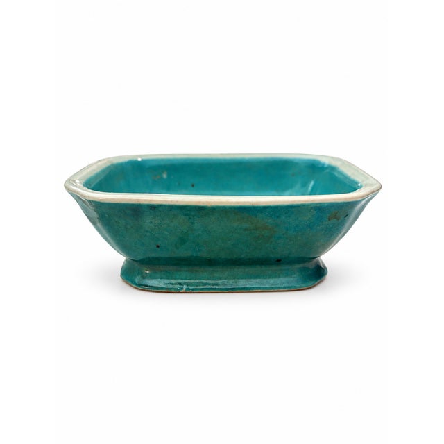 Vintage Blue Ceramic Oversized Pedestal Soap Dish For Sale In San Diego - Image 6 of 6
