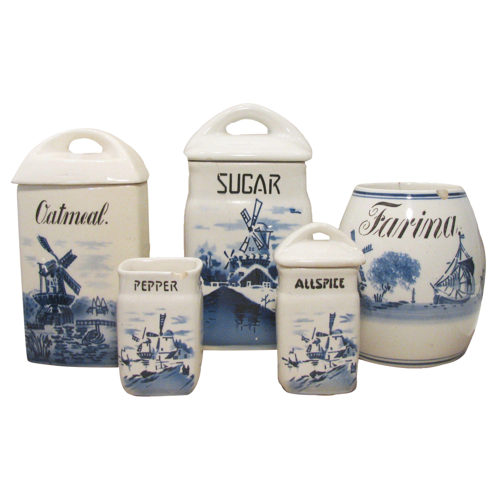 Delft Style Blue White Canister Collection S 5 Chairish
