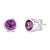 Contemporary .925 Sterling Silver 6MM Bezel Set Created Purple Amethyst Solitaire Stud Earrings, A Pair For Sale - Image 3 of 5
