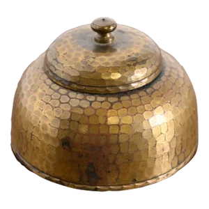 Roycroft Arts & Crafts Brass Finished Hammered Copper Inkwell