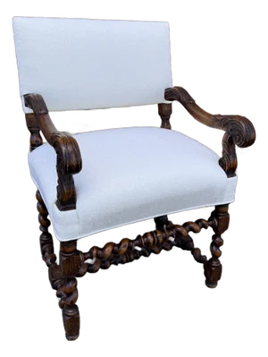 Newly Upholstered Barley Twist Arm Chair