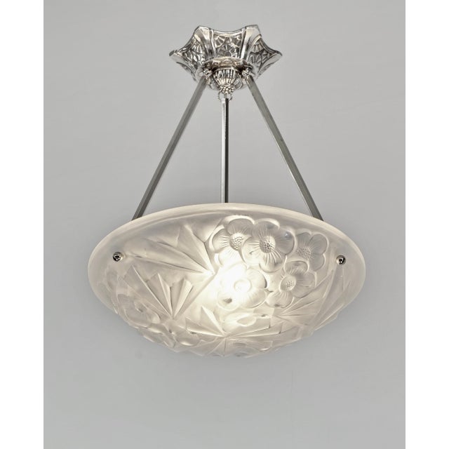 David Gueron Degue French Art Deco Pendant Light by Francis Hubens & Degue 1930 France For Sale - Image 4 of 11