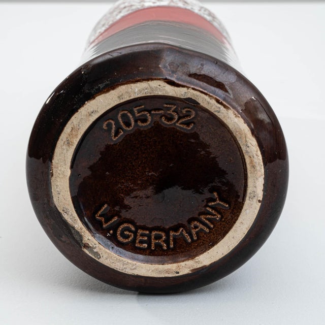1960s German "W. Germany" Ceramic Vase Red White Brown For Sale - Image 14 of 18