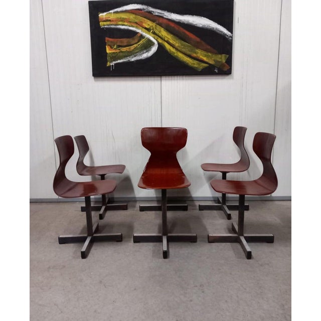 Mid-Century Modern Pagholz Chairs with Molded Plywood Seats and Steel Bases, 1960s, Set of 6 For Sale - Image 9 of 11