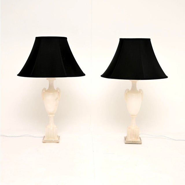 Large Antique Italian Alabaster Table Lamps, 1930, Set of 2 For Sale - Image 3 of 11