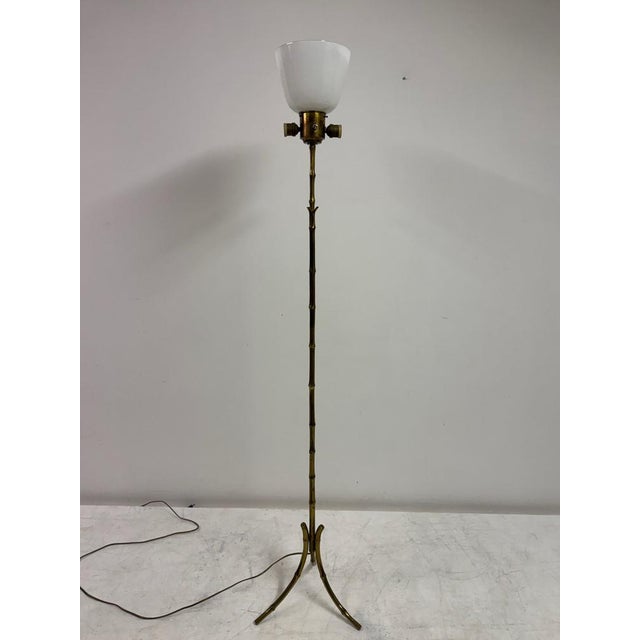 Mid-Century Modern Brass and Faux Bamboo Floor Lamp, 1960s For Sale - Image 9 of 15