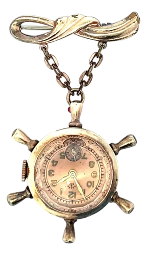 Mid 20th Century Agran & Son Solid Yellow Gold Vintage Swiss Watch Brooch