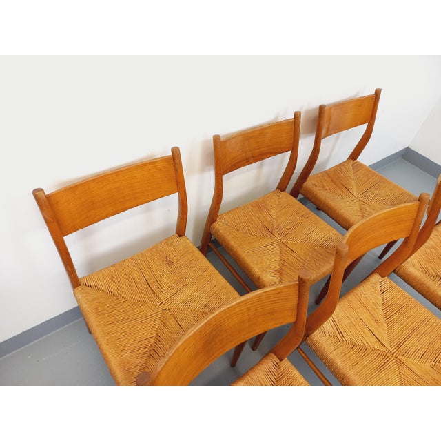 Vintage Italian Chairs in Teak and Rope by Piero Palange and Werther Toffoloni for Montina, 1960s, Set of 6 For Sale - Image 4 of 18
