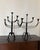 Metal Pair of Vintage Spanish Brutalist Iron Candelabras 5 Candle Holder Large! MCM For Sale - Image 7 of 10