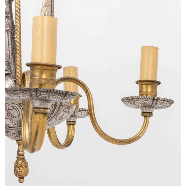 Metal Dutch Baroque Style Pewter and Brass Chandelier For Sale - Image 7 of 9