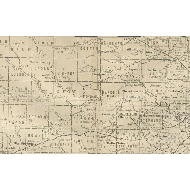 Black Antique Map of Texas Railroads, Counties and Frontier Settlements, 1888 For Sale - Image 8 of 11