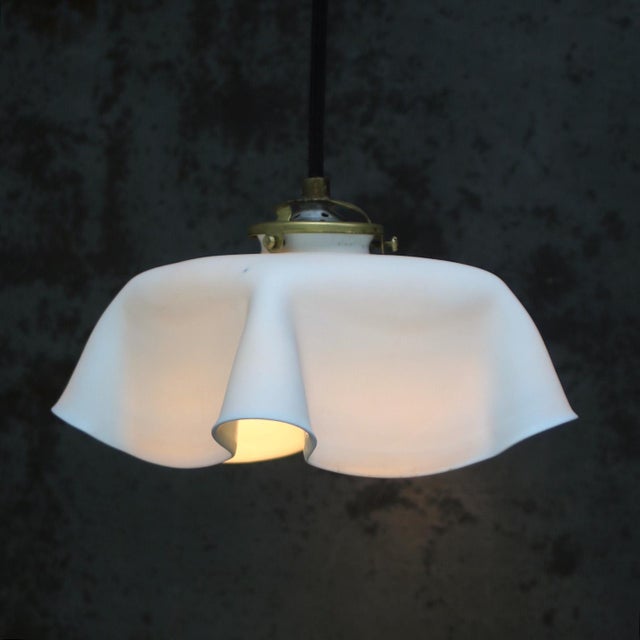 French White Mat Opaline Glass Pendant Light For Sale - Image 3 of 7