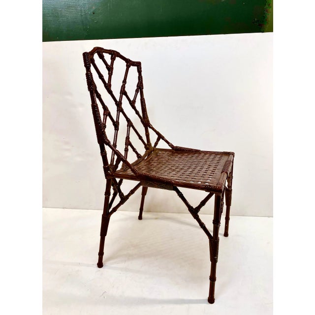 Burnt Umber Faux Bamboo Table and Four Chairs For Sale - Image 8 of 11