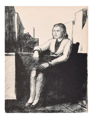 Sitting Woman - Original Lithograph by P. Borra - 1950s 1950s